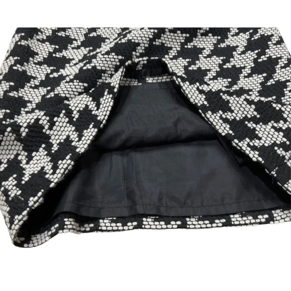 TALBOTS Side Zip Pencil Skirt BLACK/WHITE HOUNDSTOOTH Soft Italian Wool Blend 6
